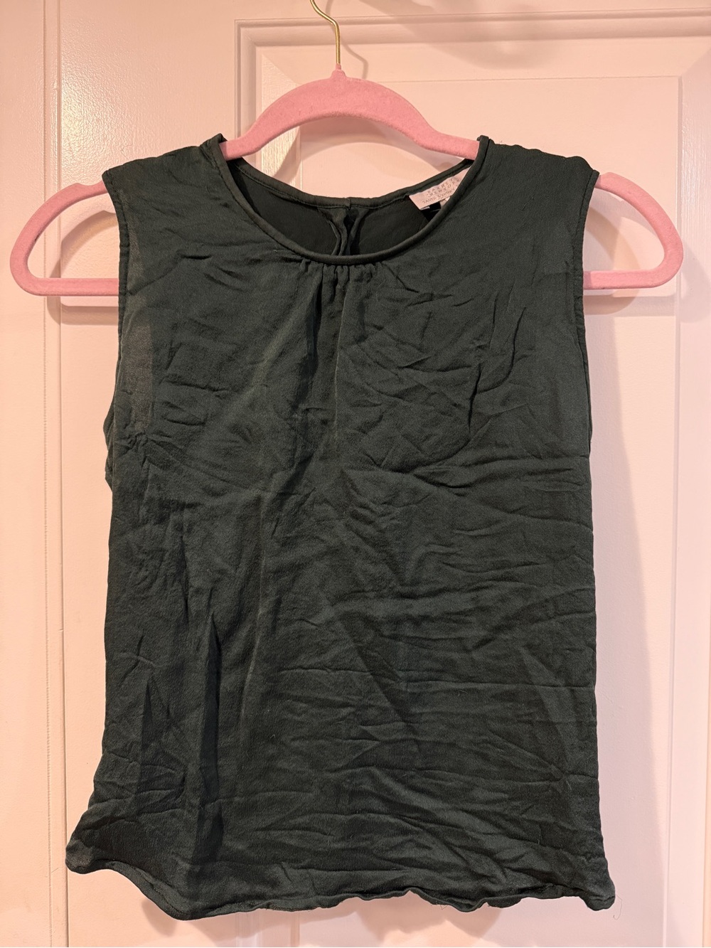 Barneys New York Dark Green Sleeveless Shell Top
